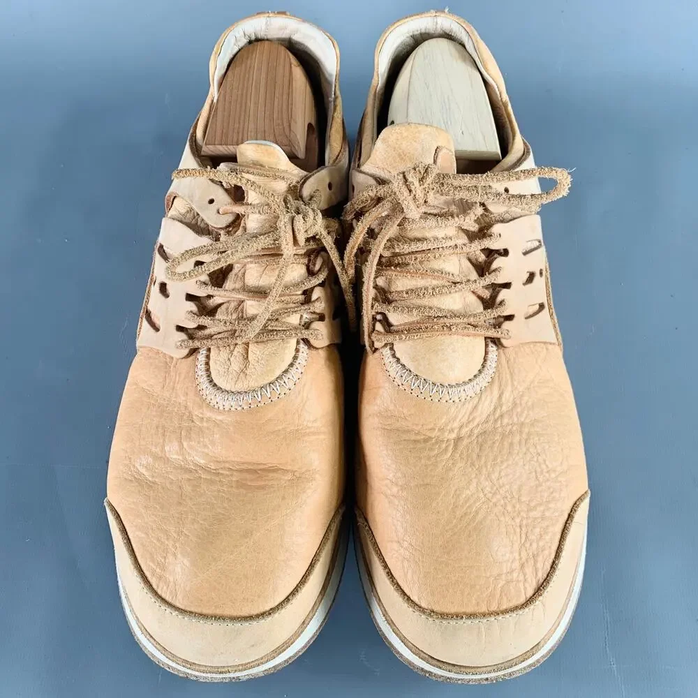 HENDER SCHEME Size 12 MIP-12 Beige Natural Leather Lace-Up Sneakers